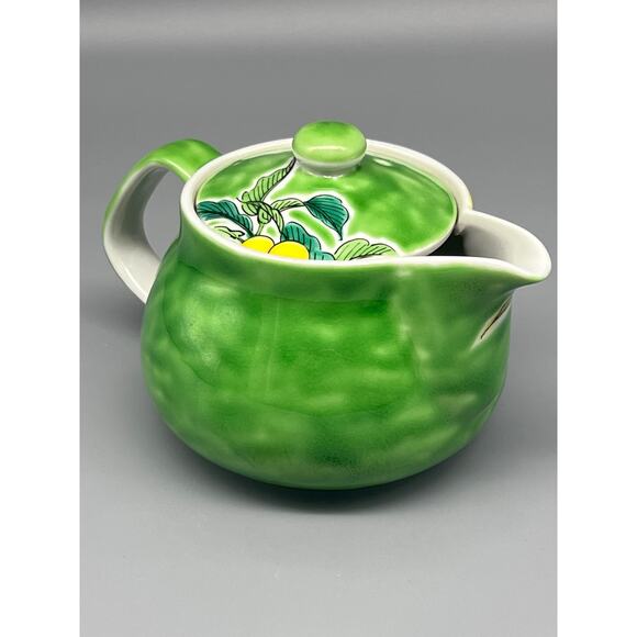 Kyusu KUTANI YAKI WARE Teapot Hand paint Yoshidaya Flower Bird Japanese ~READ~ - Picture 6 of 12